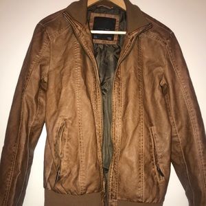 Zara men’s tan leather jacket